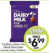 Cheap as Chips Cadbury dairy milk block chocolate offer