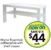 Cheap as Chips Home Essentials coffee table with shelf offer