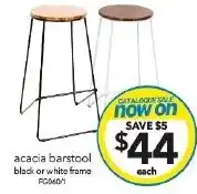 Cheap as Chips acacia barstool black or white frame offer