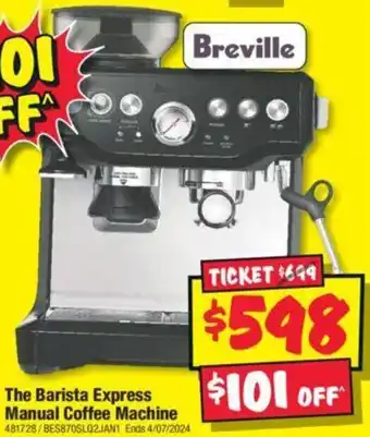 JB Hi-Fi The Barista Express Manual Coffee Machine offer