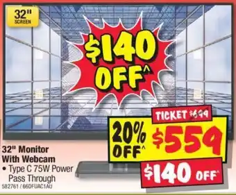 JB Hi-Fi 32" Monitor With Webcam offer