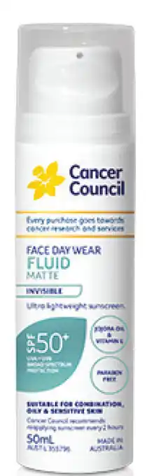 ePharmacy Cancer council spf 50+ face daywear fluid matte invisible 50ml offer