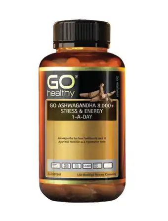 ePharmacy Go healthy ashwagandha 8000+ stress & energy 1-a-day 120 vegecapsules offer