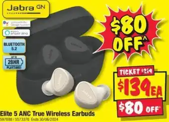 JB Hi-Fi Elite 5 ANC True Wireless Earbuds offer