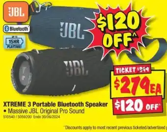 JB Hi-Fi XTREME 3 Portable Bluetooth Speaker offer