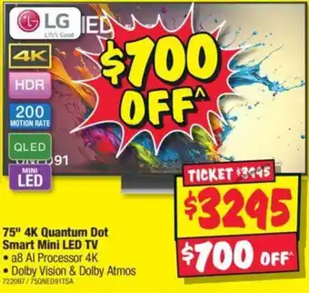 JB Hi-Fi 75" 4K Quantum Dot Smart Mini LED TV offer