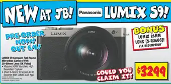 JB Hi-Fi LUMIX S9 Compact Full-Frame Mirrorless Camera With 20-60mm Lens offer