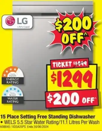 JB Hi-Fi 15 Place Setting Free Standing Dishwasher offer