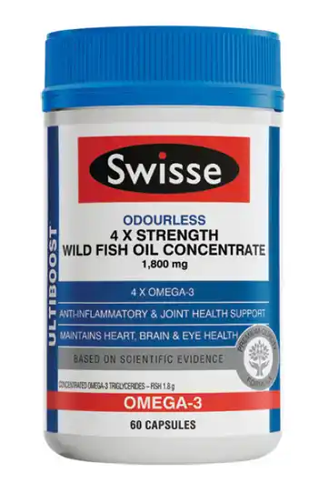 ePharmacy Swisse ultiboost odourless 4 x strength wild fish oil concentrate 1,800mg 60 capsules offer
