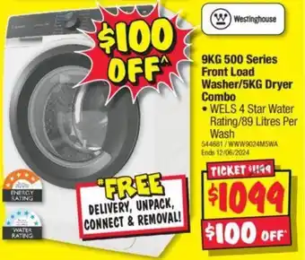 JB Hi-Fi 9KG 500 Series Front Load Washer/5KG Dryer Combo offer