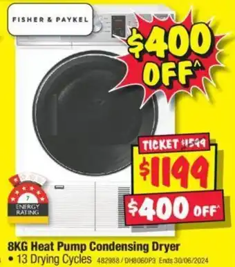 JB Hi-Fi 8KG Heat Pump Condensing Dryer offer