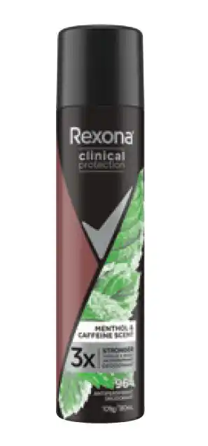 Rexona clinical protection menthol & caffeine scent antiperspirant deodorant 180ml
