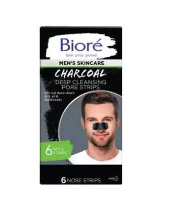 Biore mens charcoal deep cleansing pore strips 6 pack