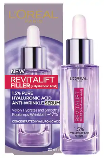 ePharmacy L'oreal paris revitalift filler hyaluronic acid anti-wrinkle 30ml offer
