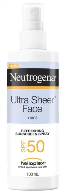 ePharmacy Neutrogena spf50 ultra sheer face mist 100ml offer