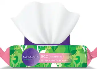 ePharmacy Swisspers eco sensitive biodegradable facial wipes twin pack 2 x 25 wipes offer