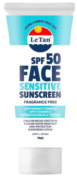 ePharmacy Le tan spf 50 face sensitive sunscreen lotion 70ml offer