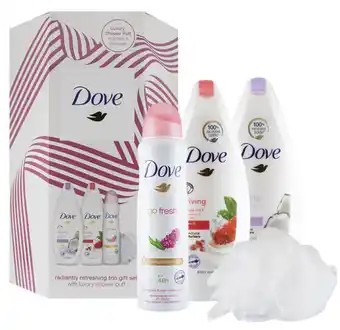 ePharmacy Dove radiantly refreshing trio gift set with luxury shower puff offer