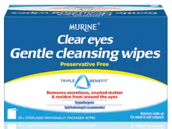 ePharmacy Murine clear eyes gentle cleansing wipes 30 pack offer