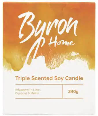 Byron home triple scented soy candle lime coconut & melon