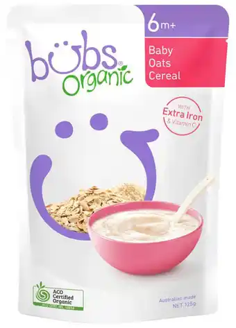 ePharmacy Bubs organic baby oats cereal 125g offer