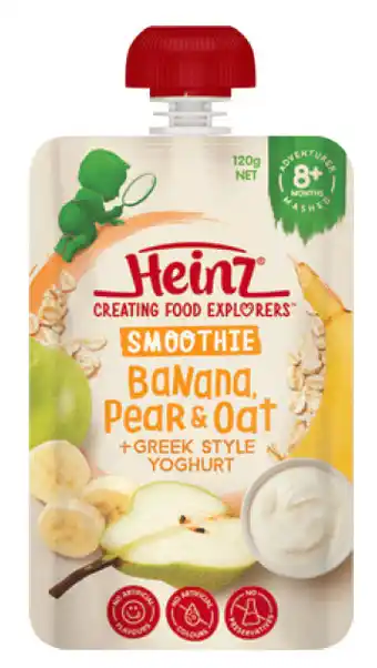 ePharmacy Heinz banana & oat smoothie with greek style yoghurt pouch 120g 8m+ offer