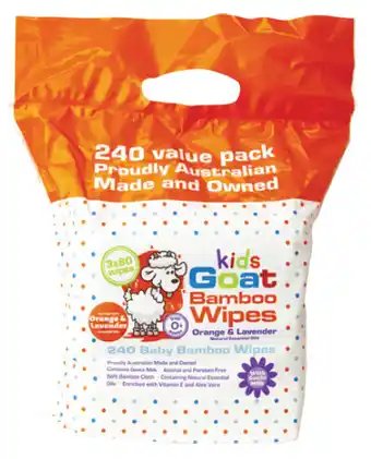 ePharmacy Goat kids bamboo wet wipes orange & lavender 240 pack offer