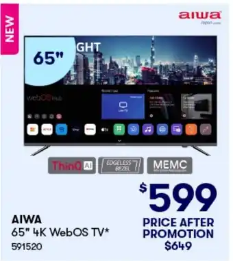 BIG W AIWA 65" 4K WebOS TV offer