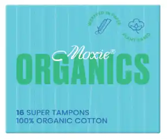 Moxie organics 100% organic cotton tampons super 16 pack