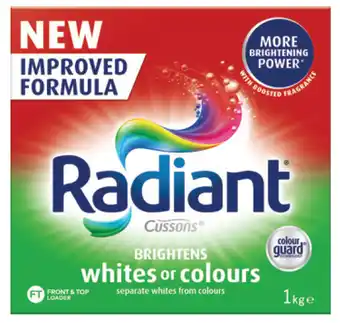 ePharmacy Radiant laundry detergent whites or colours powder 1kg offer