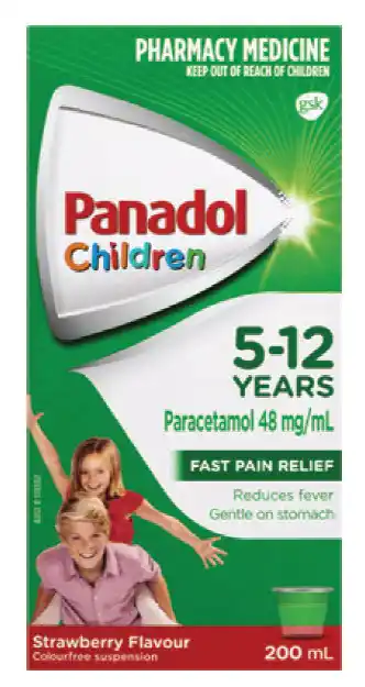 Chemist Warehouse Panadol children 5-12 years strawberry 200ml offer