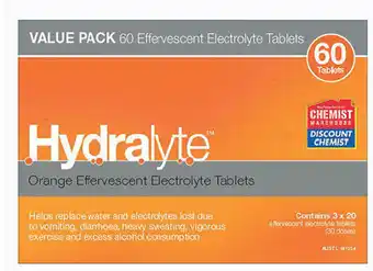Chemist Warehouse Hydralyte electrolyte effervescent orange 60 tablets exclusive size offer