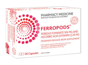 Chemist Warehouse Ferropods iron & vitamin c 30 capsules offer