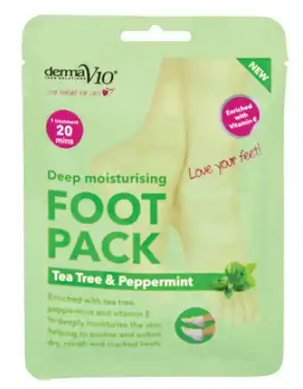 Chemist Warehouse Derma v10 moisturising foot mask tea tree & peppermint offer