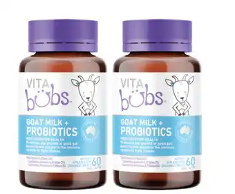 Vita bubs kids digestive health goat milk + probiotics 60 chewable tablets