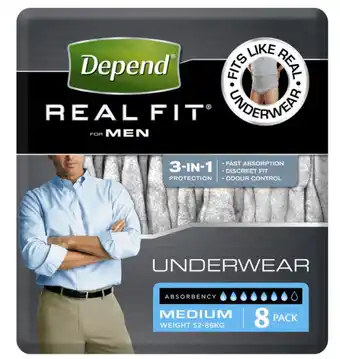 Chemist Warehouse Depend men real fit underwear medium 8 pack offer