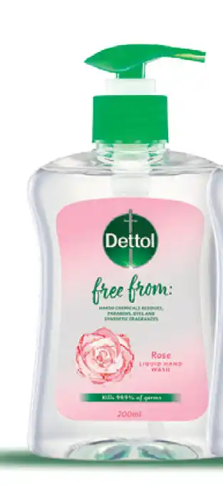 Dettol free from liquid hand wash 200ml - rose