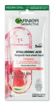 Garnier skin active hyaluronic acid & watermelon ampoule tissue mask