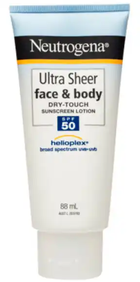 Chemist Warehouse Neutrogena ultra sheer face & body dry touch sunscreen lotion spf50 88ml offer