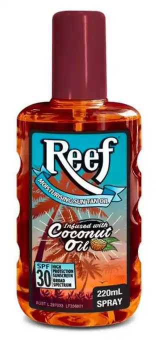 Chemist Warehouse Reef coconut oil spf 30+ moisturising oil spray 220ml offer