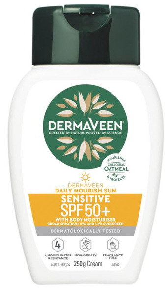 Chemist Warehouse Dermaveen spf 50+ daily nourish sun sensitive with body moisturiser 250g offer