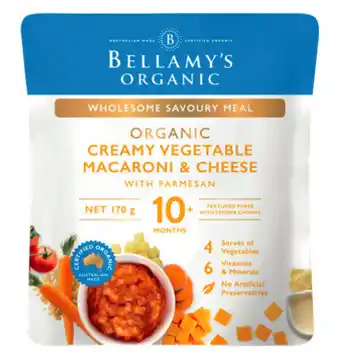 Chemist Warehouse Bellamy’s organic creamy vegetable macaroni & cheese 170g offer