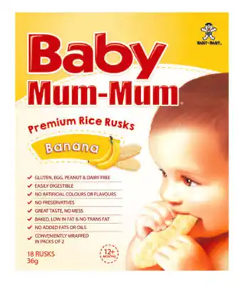Chemist Warehouse Baby mum-mum rice rusks banana flavour 36g offer