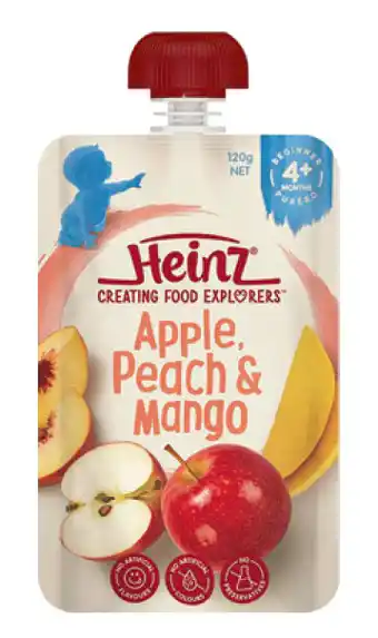 Chemist Warehouse Heinz apple peach & mango pouch 120g 4m+ offer
