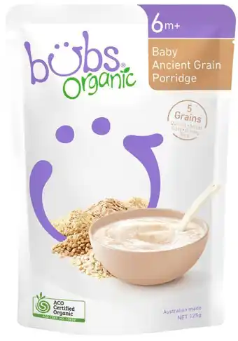 Chemist Warehouse Bubs organic baby ancient grain porridge 125g offer