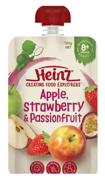 Chemist Warehouse Heinz apple strawberry & passionfruit pouch 120g 8m+ offer