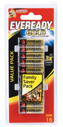 Eveready gold aaa 16 pack