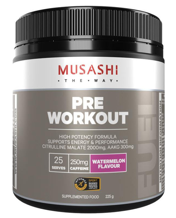 Musashi pre workout watermelon 225g offer at Chemist Warehouse