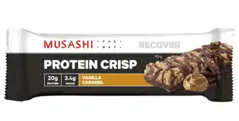 Chemist Warehouse Musashi protein crisp bar vanilla caramel 60g offer