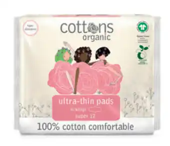 Cottons organic ultra-thin pads super 12 pack